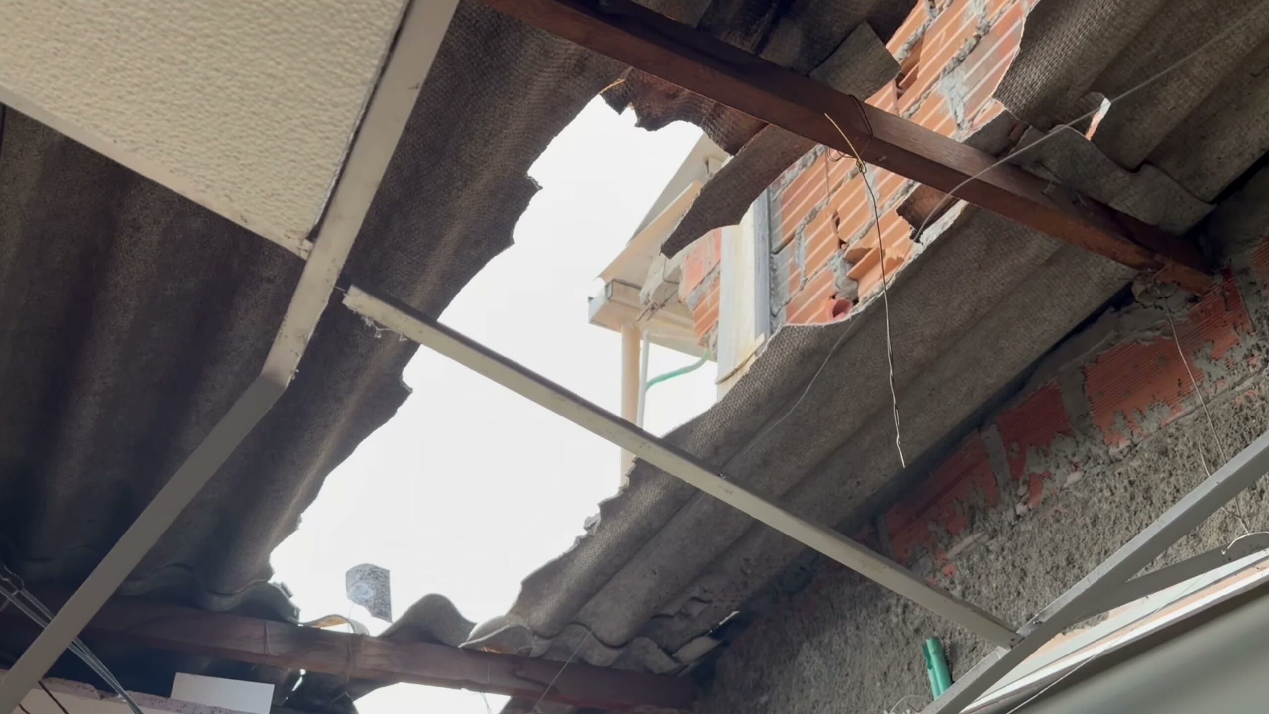 Damage above Edwin and Valentina's home